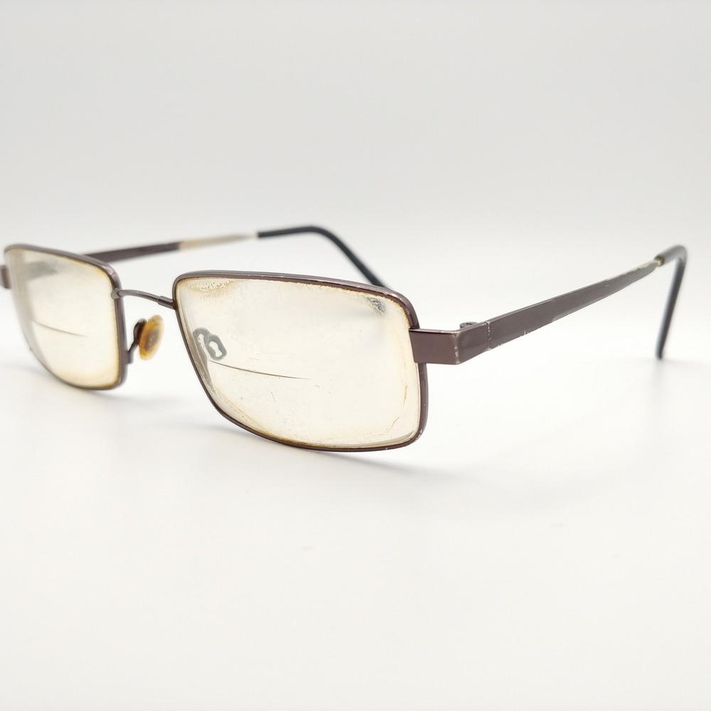 Flexon Eyeglasses Men Brown Rectangular Metal Frame Glasses Frames